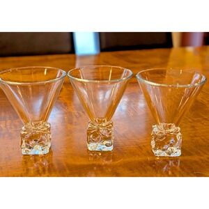 Set Of 3 Disaronno Martini " Melting Ice"  Cocktail Glasses Retro